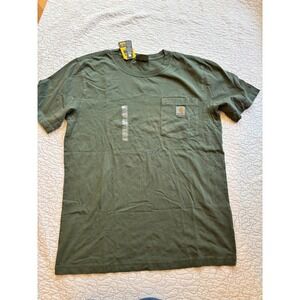 Carhartt Mens Relaxed Fit Lightweight Garment Dyed Pocket T-Shirt Green Medium